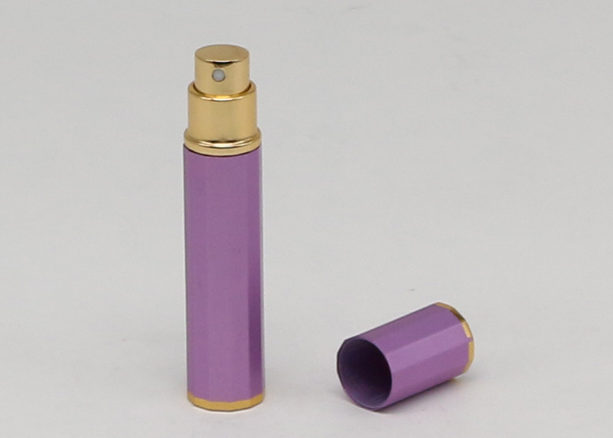 Ribbed Empty 8ml Mini Perfume Atomiser Purple Color For Perfume Spray