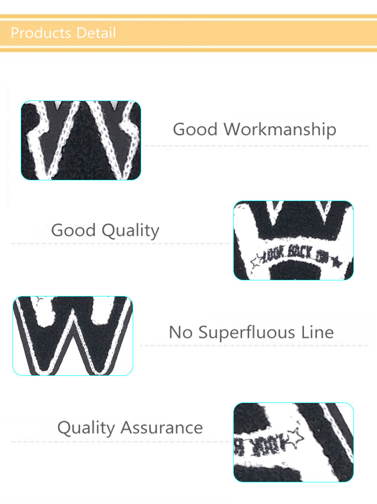 W Letter 3D DIY Chenille Patch , Small Iron On Patches Cutomized Shape