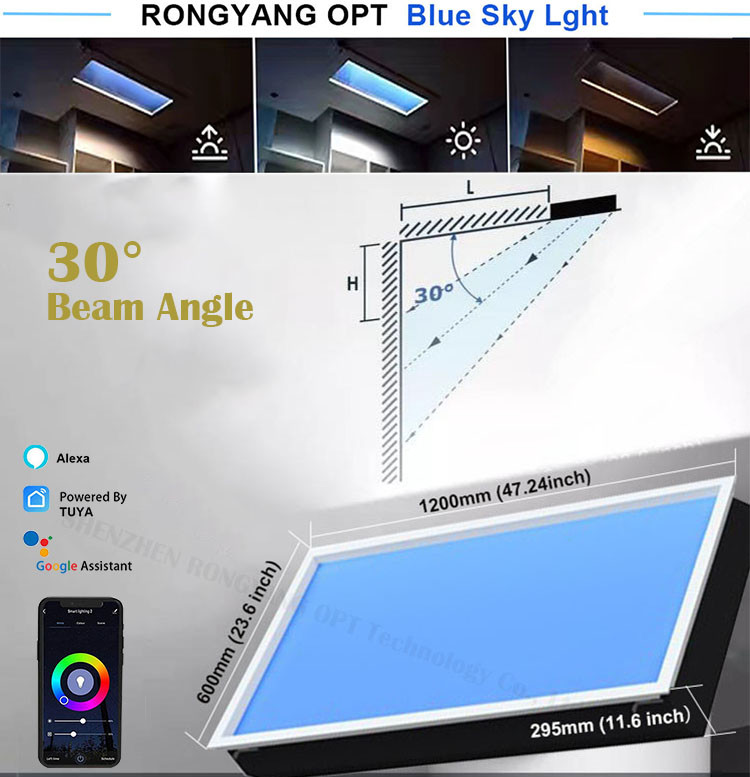 No Flicker Artificial Skylight Panels , 1200x600 Practical Mimic Sunlight Indoors
