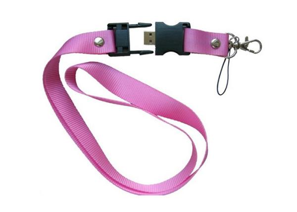 Customized Logo Red Neck Strap Usb Flash Drive , Necklace Usb Stick Gift Box