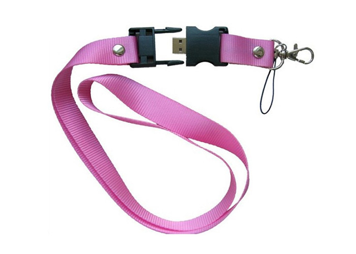 Customized Logo Red Neck Strap Usb Flash Drive , Necklace Usb Stick Gift Box Packed