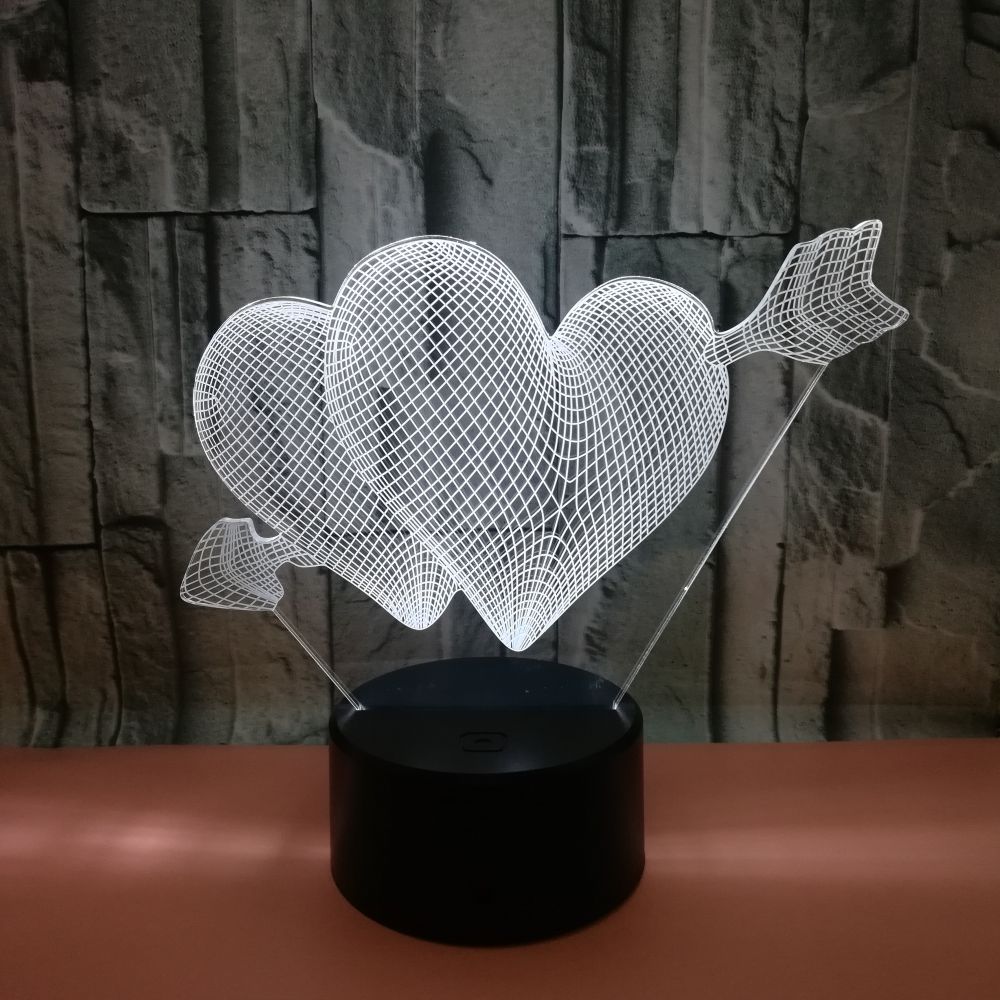 Cupid's love wedding picture Valentine's Arrow Colorful 3D night Light Acrylic Atmosphere Table Lamp Gift