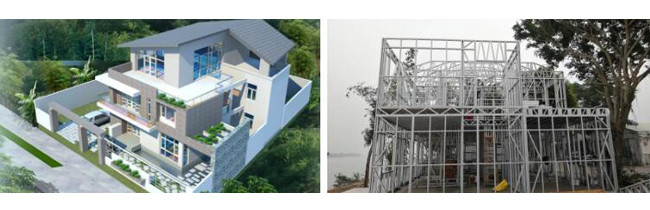Prefabricated Villa Design Steel Frame House Villa With Garage Light Steel Structure Precast Home For Vacation