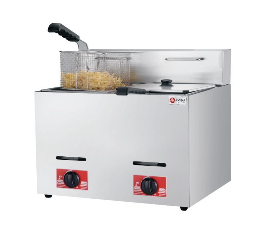 6L Stainless Steel Lpg Gas Deep Fryer for Hotel Kitchen 1 Tank 1 Basket 340x630x610