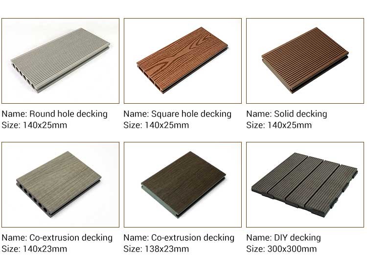 Durable Wood Grain Outdoor WPC Flooring Wood Plastic Composite Co Extrusion Decking