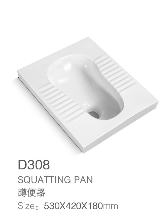White Squatting Water Closet Public Sanitary Ware With Fender