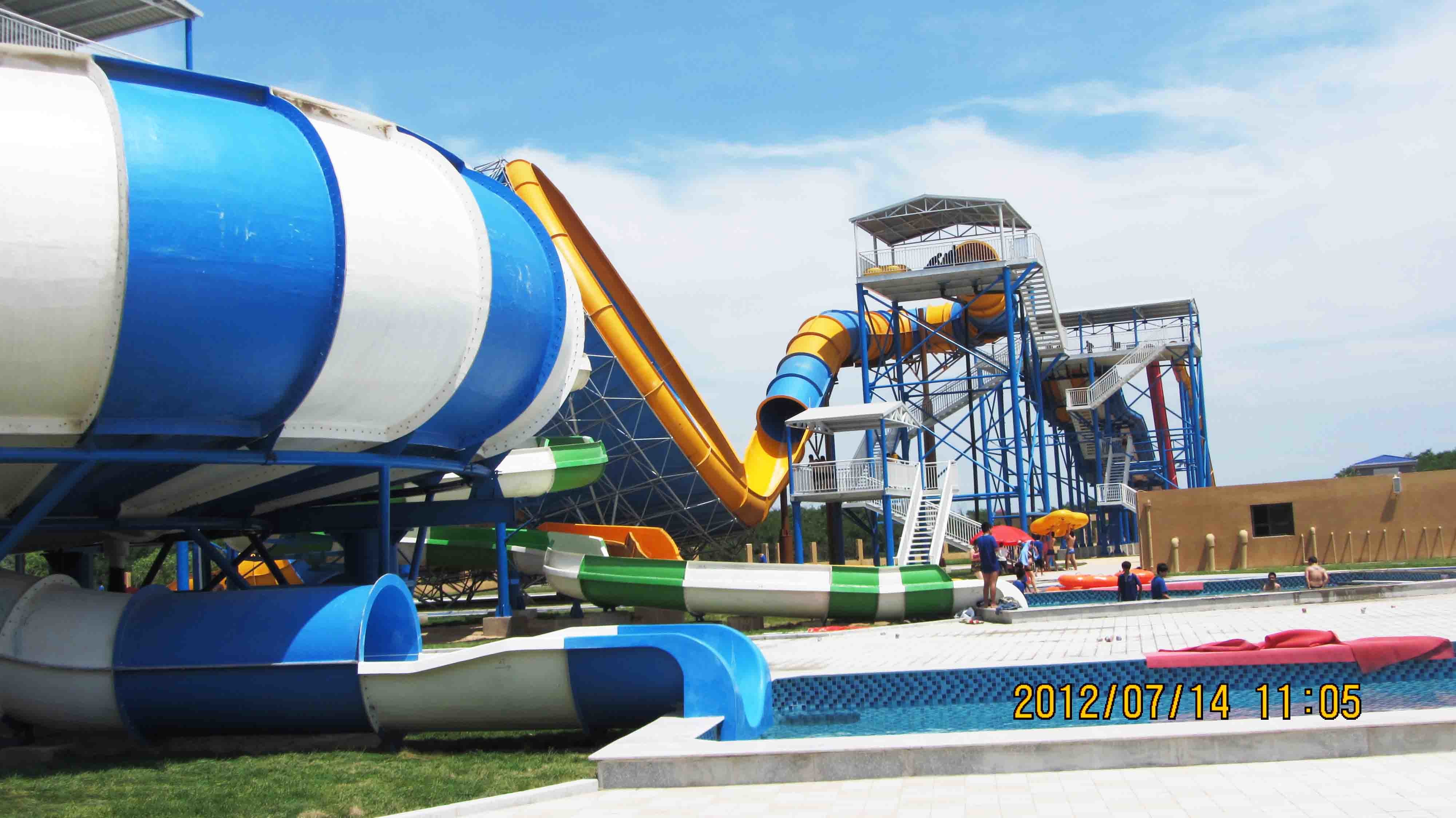 Aqua Park Fiberglass Slide / Space Bowl Water Slide With High Capacity 720 Riders / h