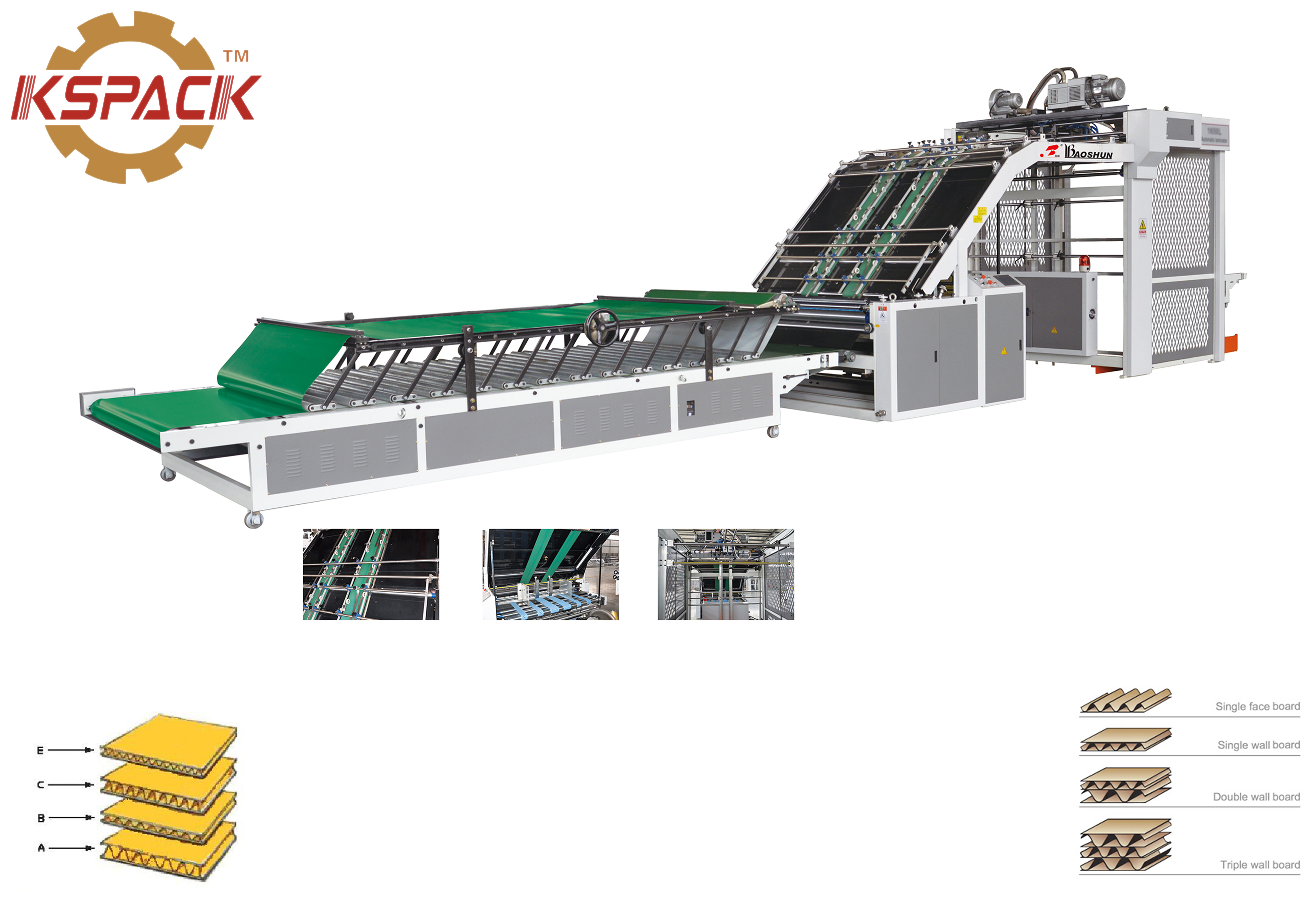 High Precision Cardboard Laminating Machine Automatic Flute Laminator 6.4kw