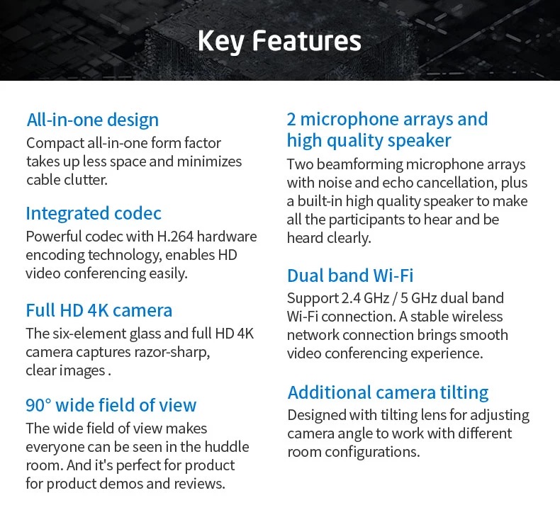 4K Remote Audio Video Conference Endpoint Android 3in1 Video Conference Device with 1080p Camera for Office Video Meetin