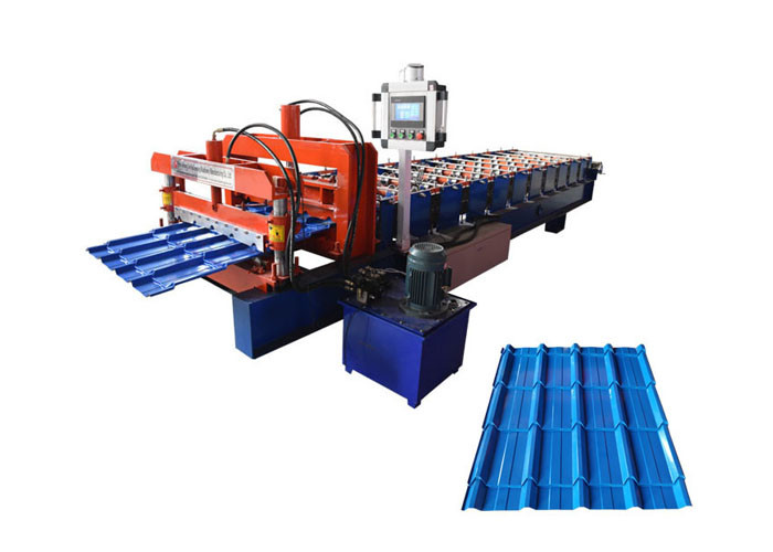 High Rib Glazed Tile Roll Forming Machine Cutting Mode Hydraulic Guide Column