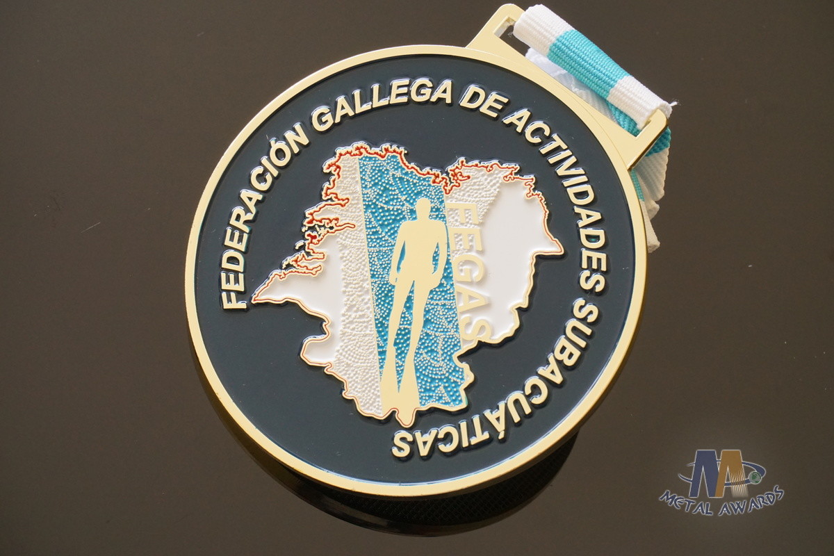 Diver Design Metal Award Medals Soft Enamel , 3D Effect Model Medallion