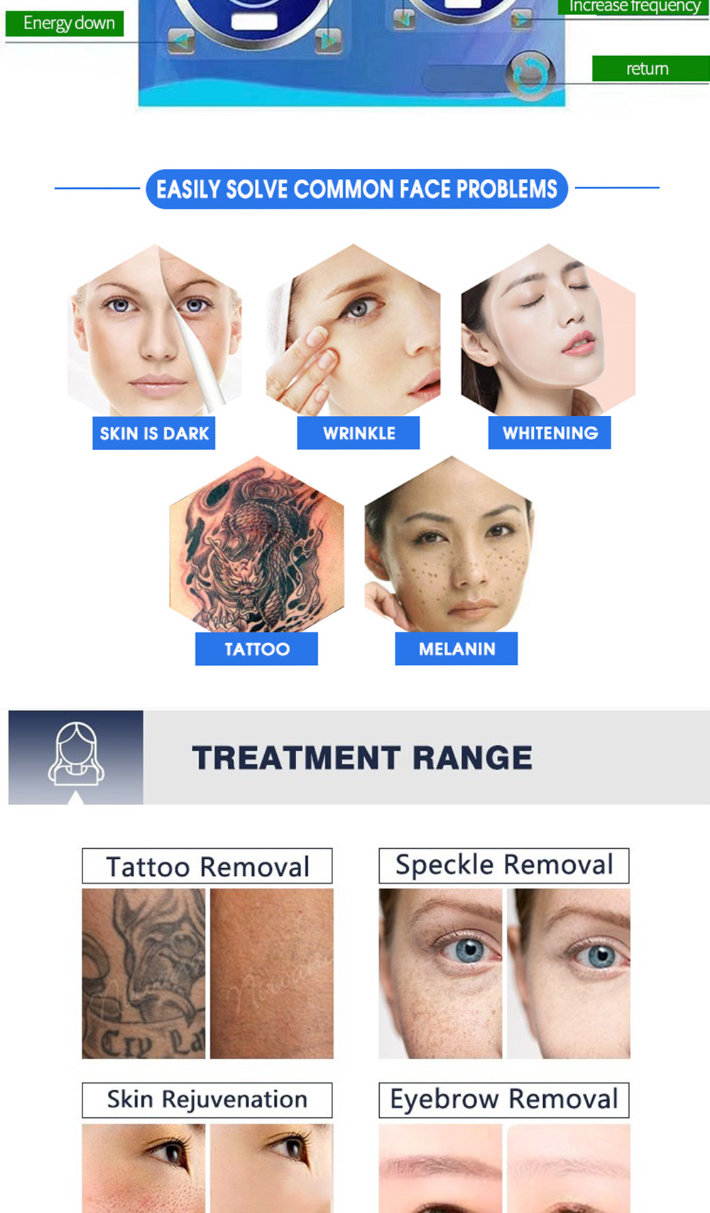 Skin Pico Carbon Facial Laser Machine Tattoo Removal 1064nm 532nm 1320nm