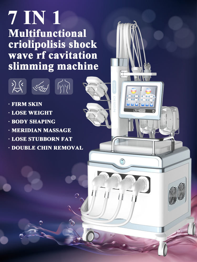 5MHZ RF 7 In 1 Cavitation Multifunction Cryolipolysis Machine Shock Wave