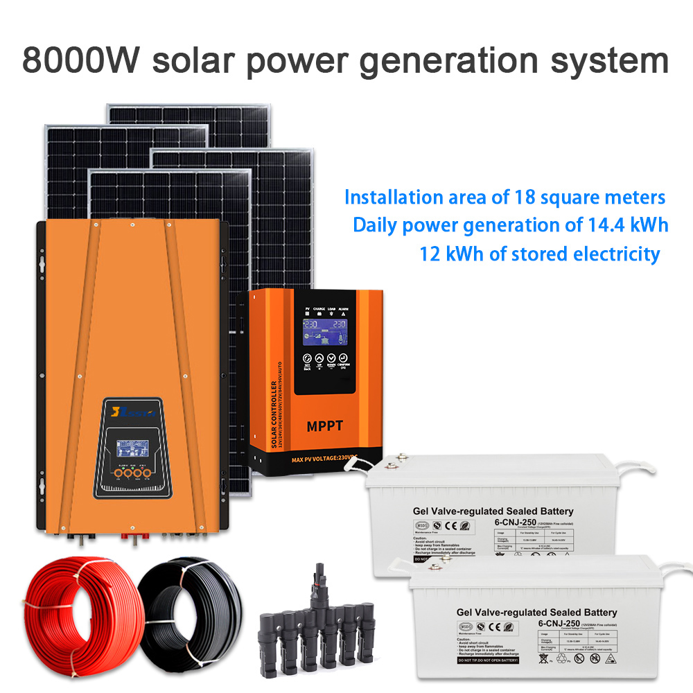 Complete 8kw Solar System Kit Single Phase Adjustable AC Voltage Off Grid Inverter
