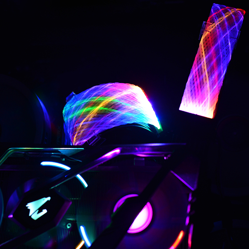 Power Cord Dual 8-pin RGB Synchronous Cotton Mesh Dual Headlight Cable Male to Female