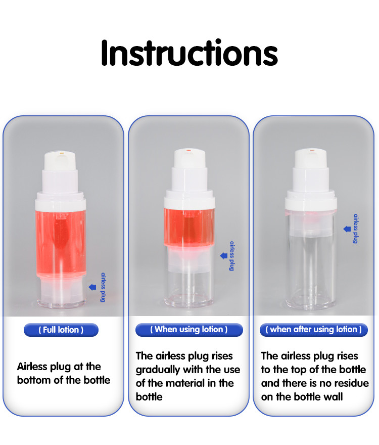 Plastic AS Airless Bottle 30ml 50ml Single Layer Vacuum Skincare Cosmetic Packaging