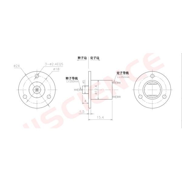 IP40 Waterproof Capsule Slip Rings Eight Circuits 2A 0 - 300RPM Working Speed
