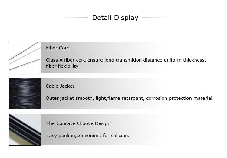 Indoor Bow - type 4 Core fiber Optical FTTH Drop Cable Figure - 8 GJXFH 2km / Drum