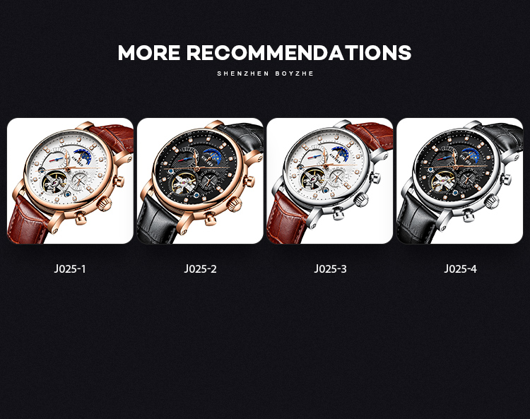 luxury Mens Mechanical Watches Moon Phase With Diamond Crystal