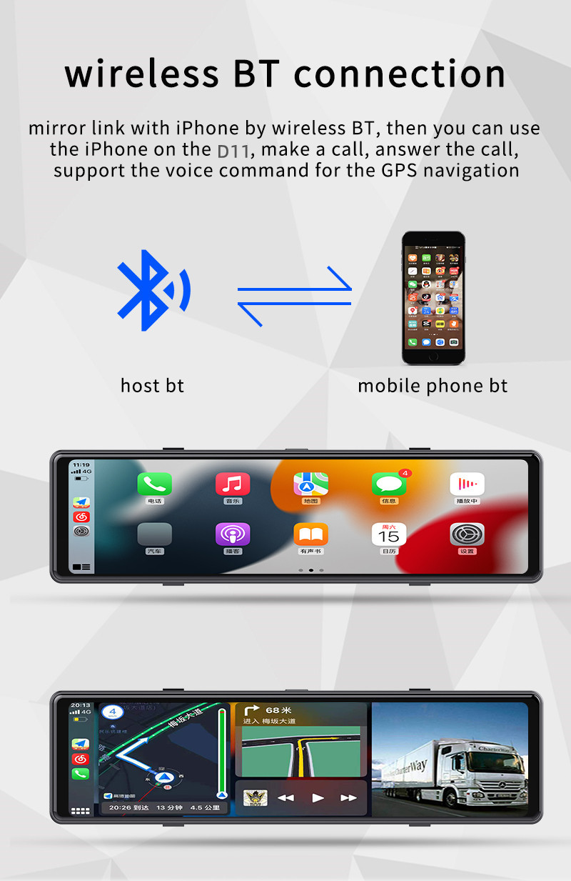 Wireless Carplay Full HD Wifi Adas Usb Car DVR Camera 1440P