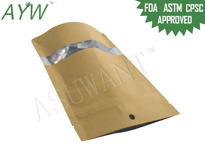 Eco Friendly Kraft Paper Zipper Bags Print Patterns Shopping For Candy / Nuts