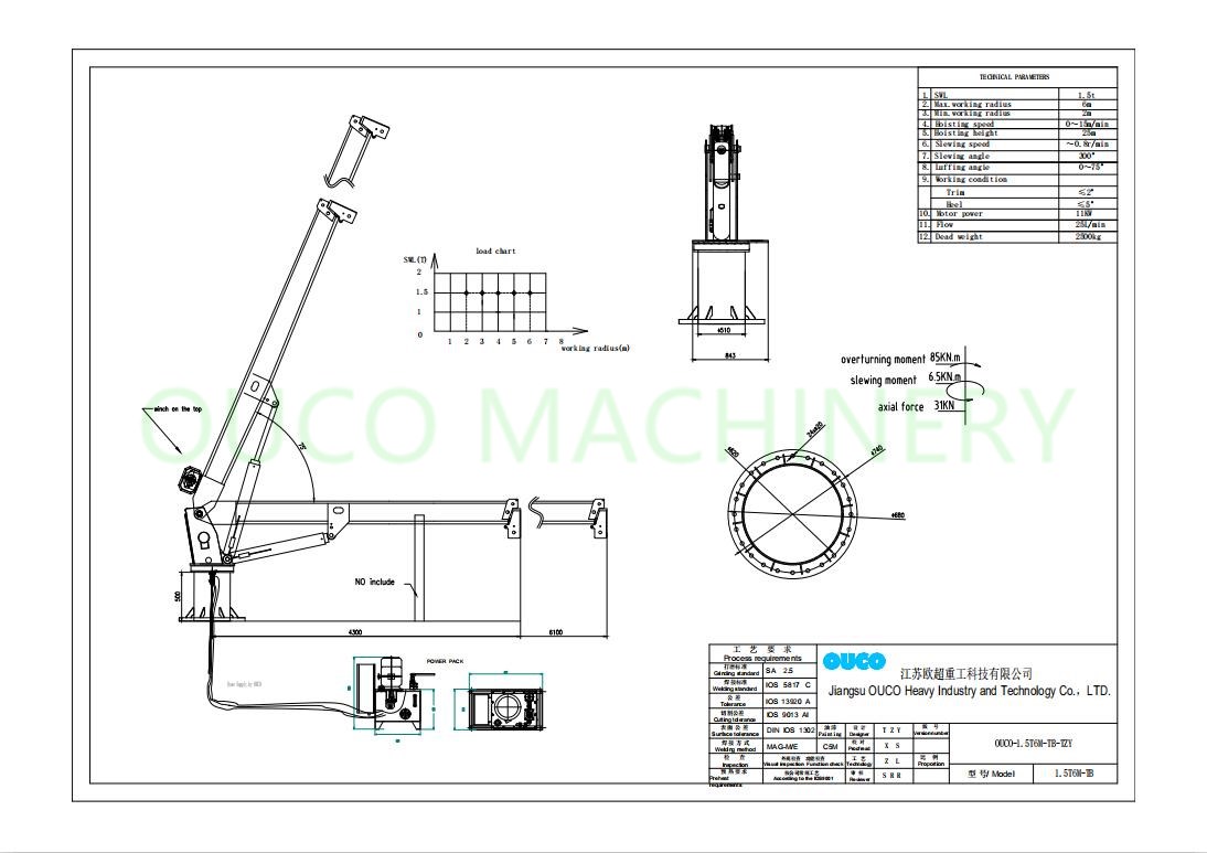 Marine Deck Telescopic Boom 8M Offshore Pedestal Crane