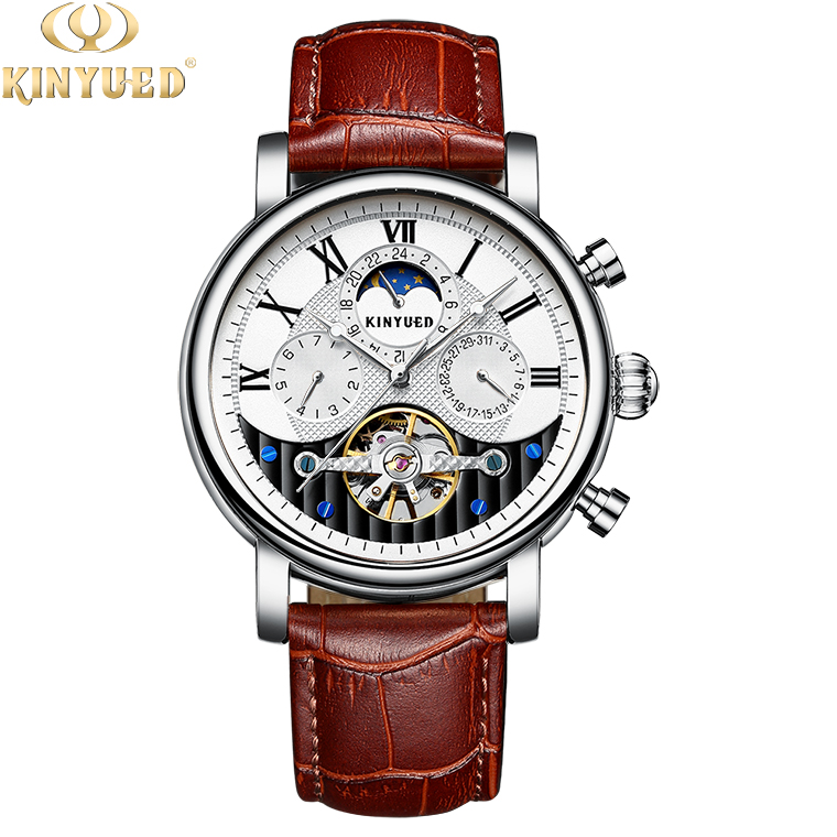 KINYUED Custom Logo Original Luxury Brand Self Winding Automatic Mechanical Tourbillon Watch for Men