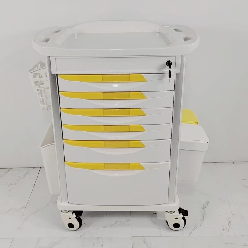 6 Drawers Pharmacy Medical Trolley Cart Plastic Abs Medication Carts For Hospitals