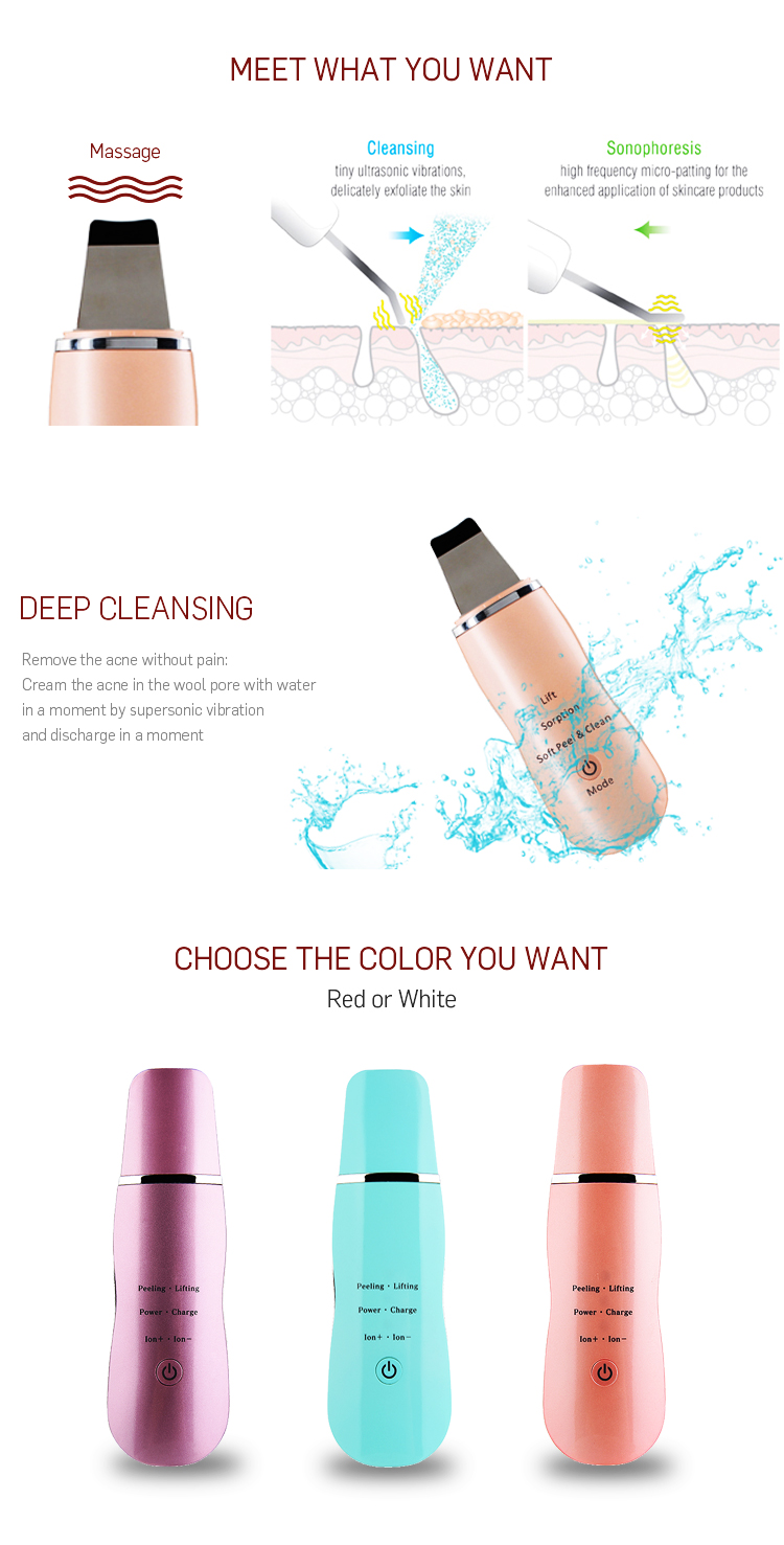 Rechargeable Multifunction Beauty Device , Ultrasonic Skin Cleaner