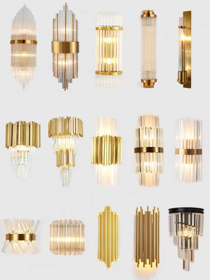 Decorative Luxury Stair Lamp Contemporary Led Crystal Wall Lamp For Hotel