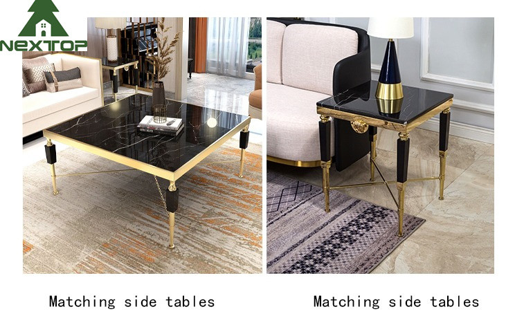 Modern Luxury Hotel Furniture Gold Stainless Steel Marble Decorative Console Entryway Table