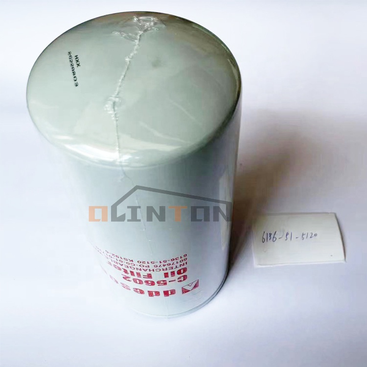 Construction Works 6136-51-5120 Oil Filter for KOMATSU Excavator Parts 6136-51-5120