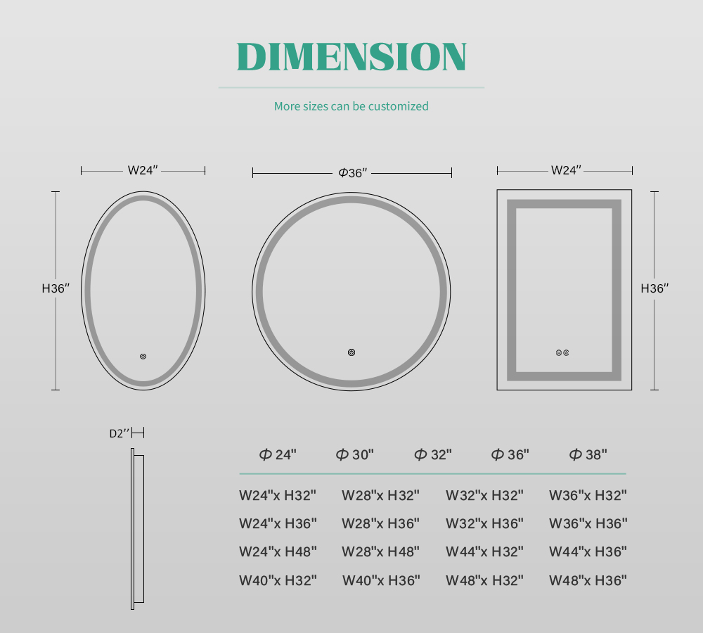 Magnifying LED Clock Display Mirror Light for Custom Design Finishing in Hotel Bathroom