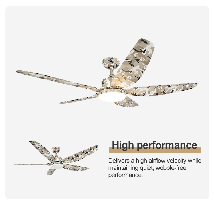 56 Inch Ceiling Fan with Dimmable LED Lighting and 5 ABS Plastic Blades from 1stshine