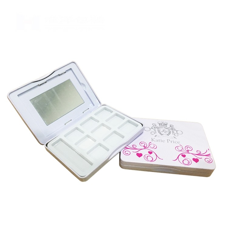 Rectangular Vintage Cosmetic Tins Case Empty Makeup Tins With Mirror And 10 Pans