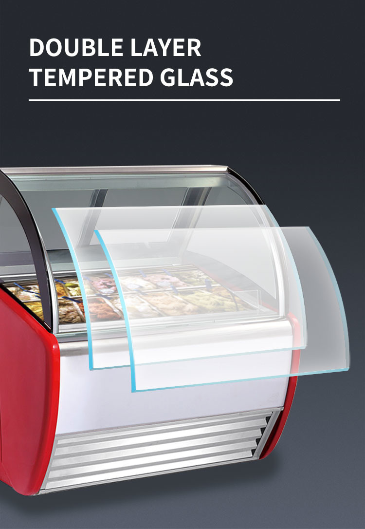 Commercial Ice Cream Display Unit 50-60hz Gelato Dipping Cabinet