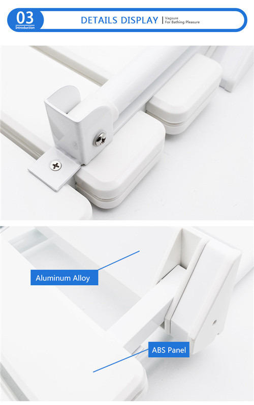 Eldly Waterproof Folding Shower Seat With Legs Max Load 130kg White Color