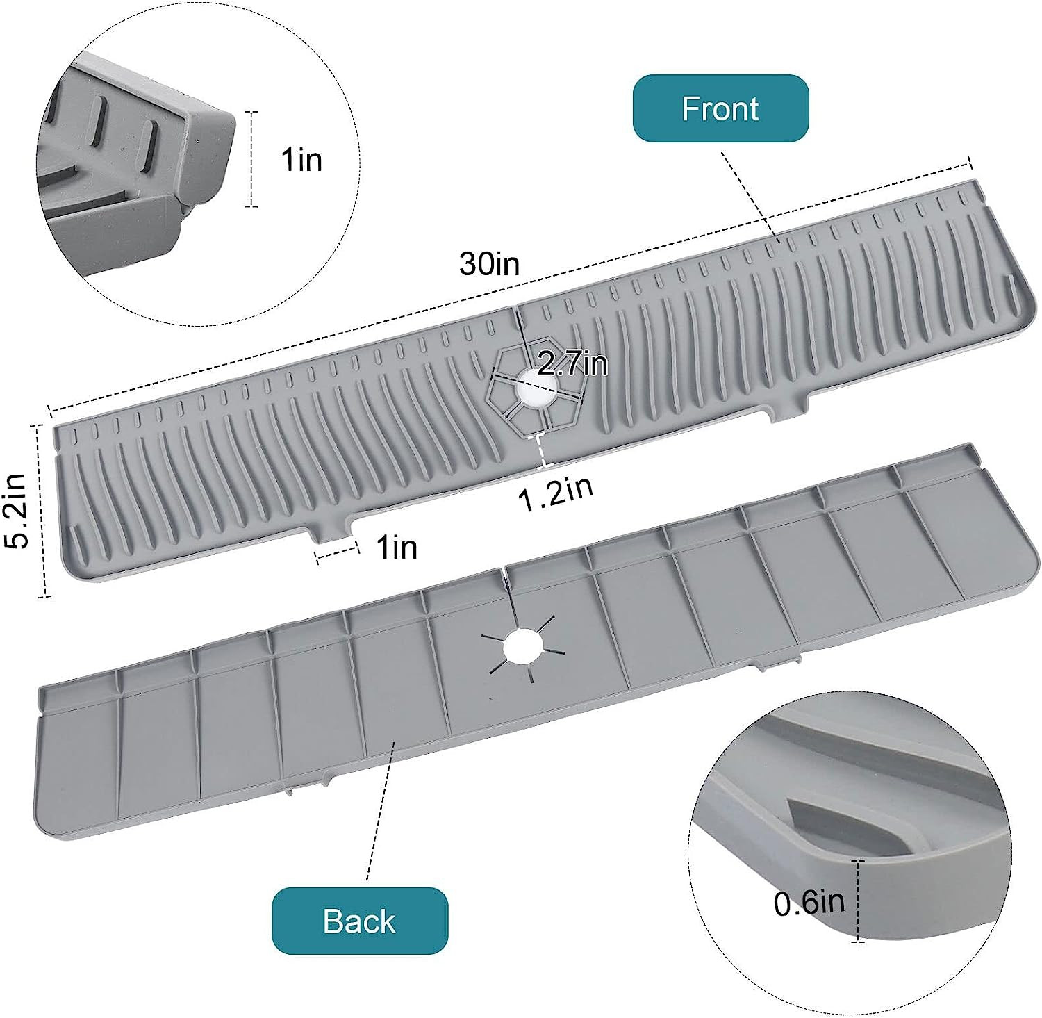 Durable Waterproof Silicone Kitchen Product Sink Splash Guard For Home