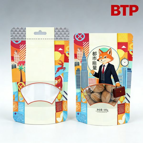 Custom Logo Printed PE Stand up Pouches with Ziplock Resealable for Potato Chips and Nuts Packaging (Food Grade Disposable)