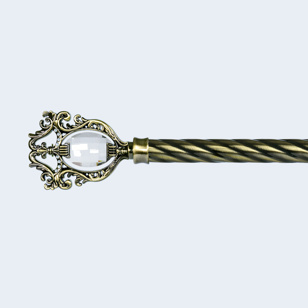 28mm magic mirror-shape crystal luxury curtain rod finials Custom curtain rod set double bracket