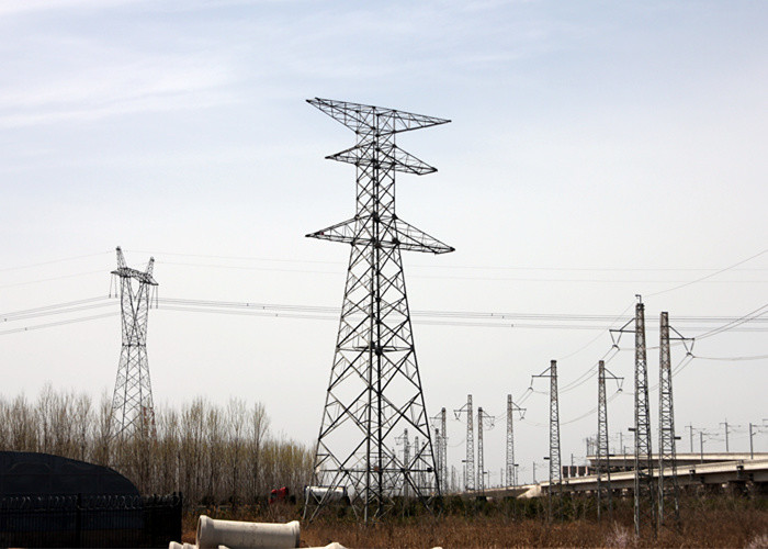 8 - 100m 220KV Electrical Transmission Tower CO2 Welding / Submerged Arc Auto Methods