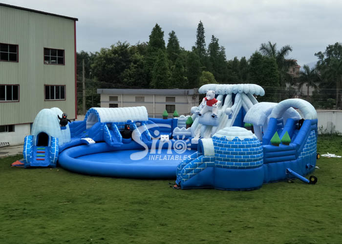 Snow N Ice World Giant Inflatable Water Park On Land With Big Inflatable Pool For Kids N Adults