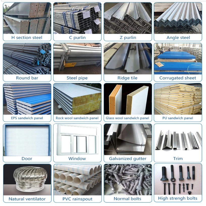 Q355B Prefabricated Steel Construction Prefab Steel Warehouse Buildings ODM