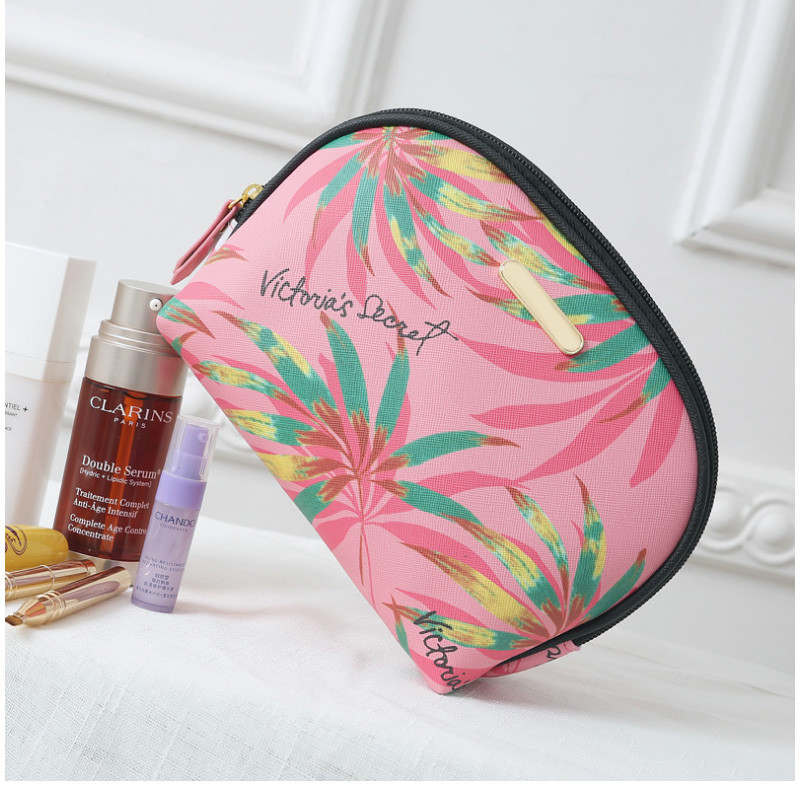 Custom Waterproof Travel Pink PU Leather Cosmetic Bags
