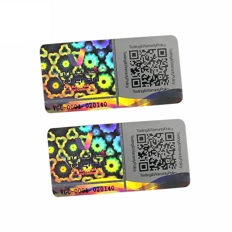 Silver Tamper Evident Hologram Stickers , Waterproof Vinyl Adhesive Label