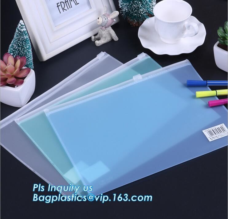 stand up pvc slider bag vinyl Zip lockk bag, vinyl pvc A4 file bag with slider Zip lockk, Non-toxic PVC slider zipper bag