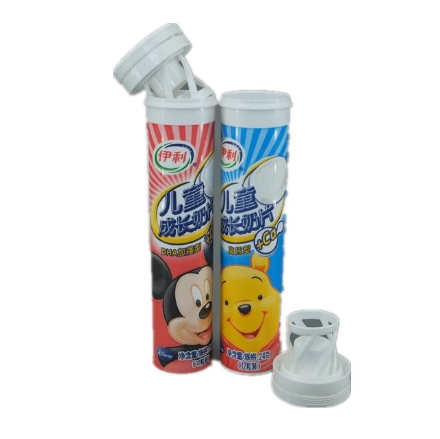 Food Grade PP Vitamin C Effervescent Tablet Tube with Spiral Cover and Customized Logo