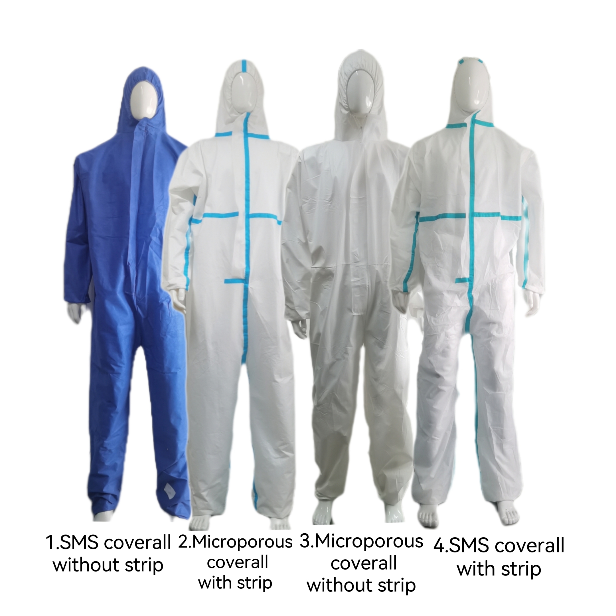 Customizable CE Nonwoven Microporous Medical Protective Coverall With Elastic Wrist Ankle Cap Brim