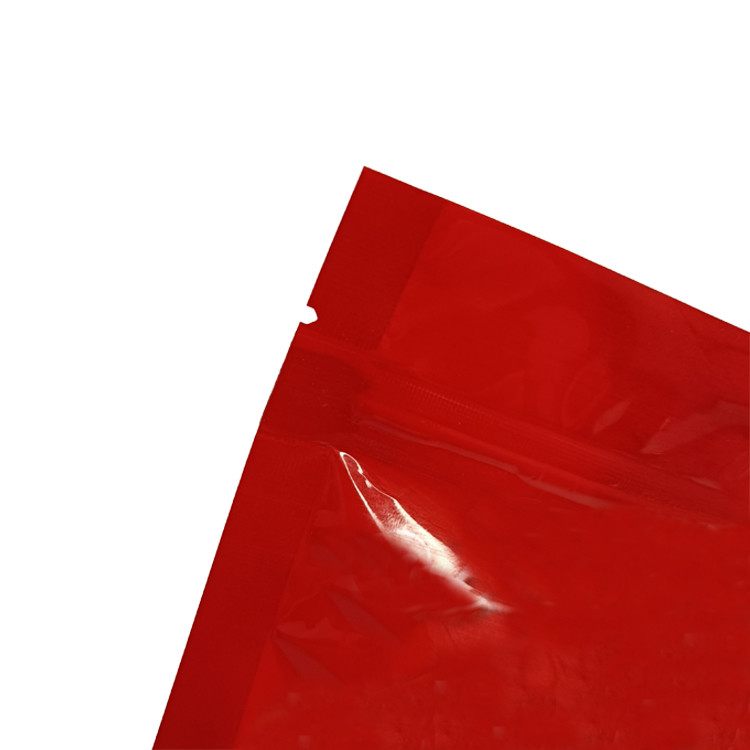 Glossy Red Resealable Ziplock Custom Printed Coffee Bag with Clear Window Foil Back Bottom for Packaging Instant Coffee