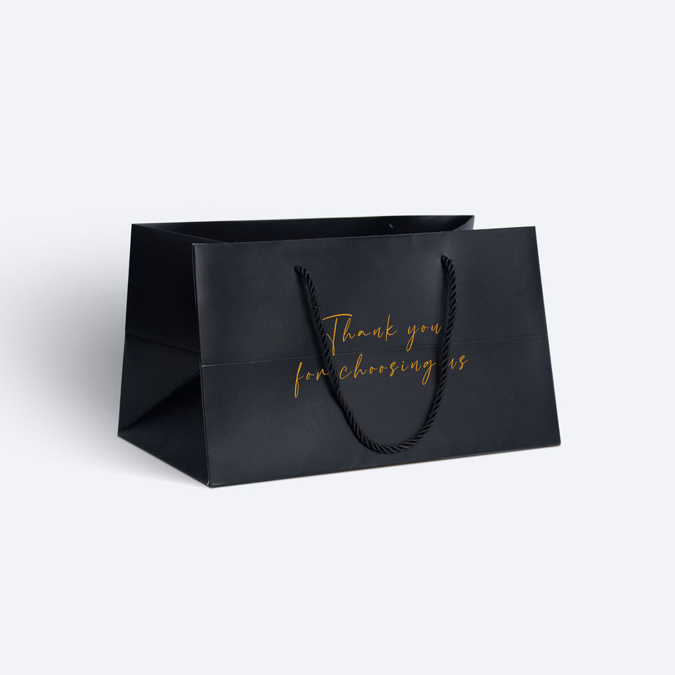 Customised Small Carry Paper Shopping Bags With Bow Tie Ribbon Handle Customer's Logo
